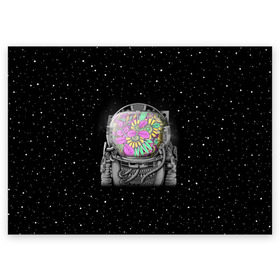 Поздравительная открытка с принтом Цветочный астонавт в Санкт-Петербурге, 100% бумага | плотность бумаги 280 г/м2, матовая, на обратной стороне линовка и место для марки
 | astronaut | cosmonaut | cosmos | galaxy | planet | space | star | астронавт | галактика | звезды | космонавт | космос | планета | скафандр | цветы