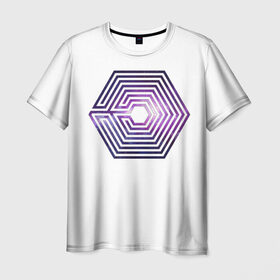 Мужская футболка 3D с принтом K POP в Санкт-Петербурге, 100% полиэфир | прямой крой, круглый вырез горловины, длина до линии бедер | exo | korean | kpop | pop