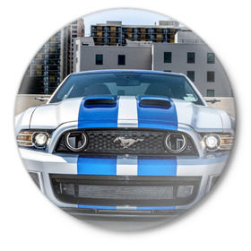 Значок с принтом Ford Shelby в Санкт-Петербурге,  металл | круглая форма, металлическая застежка в виде булавки | ford | mustang | shelby | авто | автомобили | машины | новинки | полоски | фары | форд
