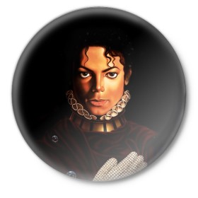 Значок с принтом Король Майкл Джексон в Санкт-Петербурге,  металл | круглая форма, металлическая застежка в виде булавки | king | michael jackson | pop music | король | майкл | музыка | перчатка | поп музыка
