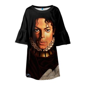 Детское платье 3D с принтом Король Майкл Джексон в Санкт-Петербурге, 100% полиэстер | прямой силуэт, чуть расширенный к низу. Круглая горловина, на рукавах — воланы | king | michael jackson | pop music | король | майкл | музыка | перчатка | поп музыка