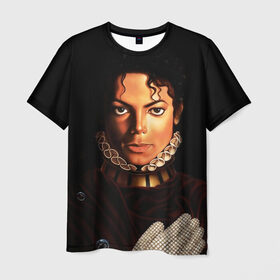 Мужская футболка 3D с принтом Король Майкл Джексон в Санкт-Петербурге, 100% полиэфир | прямой крой, круглый вырез горловины, длина до линии бедер | Тематика изображения на принте: king | michael jackson | pop music | король | майкл | музыка | перчатка | поп музыка