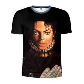 Мужская футболка 3D спортивная с принтом Король Майкл Джексон в Санкт-Петербурге, 100% полиэстер с улучшенными характеристиками | приталенный силуэт, круглая горловина, широкие плечи, сужается к линии бедра | king | michael jackson | pop music | король | майкл | музыка | перчатка | поп музыка