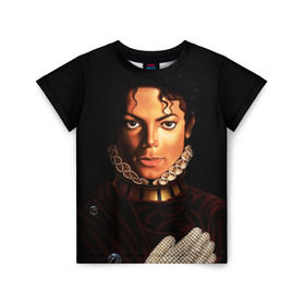 Детская футболка 3D с принтом Король Майкл Джексон в Санкт-Петербурге, 100% гипоаллергенный полиэфир | прямой крой, круглый вырез горловины, длина до линии бедер, чуть спущенное плечо, ткань немного тянется | king | michael jackson | pop music | король | майкл | музыка | перчатка | поп музыка