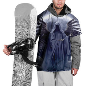 Накидка на куртку 3D с принтом Скелетон в Санкт-Петербурге, 100% полиэстер |  | death | moon | night | rocks | skeleton | wings | камни | крылья | луна | ночь | скелет