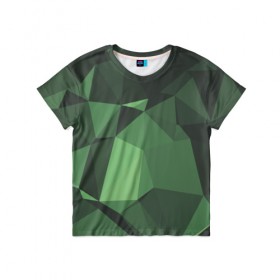 Детская футболка 3D с принтом Абстракция в Санкт-Петербурге, 100% гипоаллергенный полиэфир | прямой крой, круглый вырез горловины, длина до линии бедер, чуть спущенное плечо, ткань немного тянется | геометрия | зелёный
