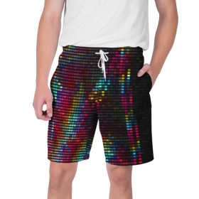 Мужские шорты 3D с принтом neon-abstract в Санкт-Петербурге,  полиэстер 100% | прямой крой, два кармана без застежек по бокам. Мягкая трикотажная резинка на поясе, внутри которой широкие завязки. Длина чуть выше колен | пиксельный