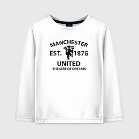 Детский лонгслив хлопок с принтом Manchester United - Est 1878 (Чёрный) в Санкт-Петербурге, 100% хлопок | круглый вырез горловины, полуприлегающий силуэт, длина до линии бедер | Тематика изображения на принте: manchester united | манчестер юнайтед | футбол