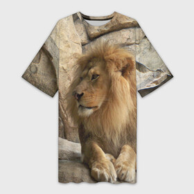 Платье-футболка 3D с принтом Лев в Санкт-Петербурге,  |  | амурский | животные | киса | кот | котенок | кошка | лев | львица | пума | рысь | серый | тигр | хищник