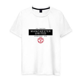 Мужская футболка хлопок с принтом Manchester United - Established 1878 (чёрный) в Санкт-Петербурге, 100% хлопок | прямой крой, круглый вырез горловины, длина до линии бедер, слегка спущенное плечо. | manchester united | манчестер юнайтед | футбол