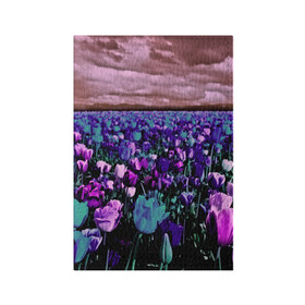 Обложка для паспорта матовая кожа с принтом Поле тюльпанов в Санкт-Петербурге, натуральная матовая кожа | размер 19,3 х 13,7 см; прозрачные пластиковые крепления | flower | весна | поле | полевой цветок | природа | цветочки | цветы