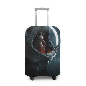 Чехол для чемодана 3D с принтом Девушка космонавт в Санкт-Петербурге, 86% полиэфир, 14% спандекс | двустороннее нанесение принта, прорези для ручек и колес | alien | космос | рипли | скафандр | чужой