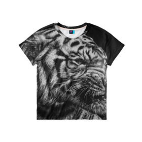 Детская футболка 3D с принтом Тигр в Санкт-Петербурге, 100% гипоаллергенный полиэфир | прямой крой, круглый вырез горловины, длина до линии бедер, чуть спущенное плечо, ткань немного тянется | амурский | животные | зверь | киса | кот | котенок | кошка | серый | тигр | тигренок | хищник