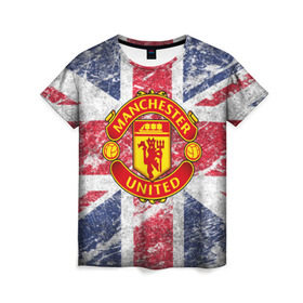 Женская футболка 3D с принтом British Manchester United в Санкт-Петербурге, 100% полиэфир ( синтетическое хлопкоподобное полотно) | прямой крой, круглый вырез горловины, длина до линии бедер | british | manchester united | mu | игра | манчестер | манчестер юнайтед | мю | флаг британии | футбол | эмблема мю