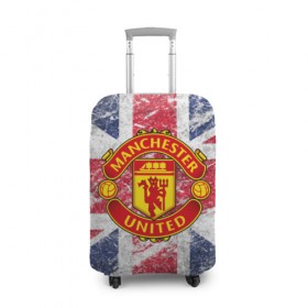 Чехол для чемодана 3D с принтом British Manchester United в Санкт-Петербурге, 86% полиэфир, 14% спандекс | двустороннее нанесение принта, прорези для ручек и колес | british | manchester united | mu | игра | манчестер | манчестер юнайтед | мю | флаг британии | футбол | эмблема мю