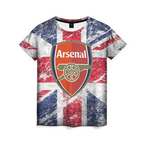 Женская футболка 3D с принтом British Arsenal в Санкт-Петербурге, 100% полиэфир ( синтетическое хлопкоподобное полотно) | прямой крой, круглый вырез горловины, длина до линии бедер | арсена | британский флаг | эмблема