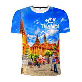 Мужская футболка 3D спортивная с принтом Таиланд в Санкт-Петербурге, 100% полиэстер с улучшенными характеристиками | приталенный силуэт, круглая горловина, широкие плечи, сужается к линии бедра | architecture | bangkok | clouds | landmark | people | sky | temple of the emerald buddha | thailand | tourism | архитектура | бангкок | достопримечательность | люди | небо | облака | таиланд | туризм | храм изумрудного будды