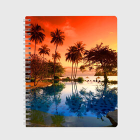 Тетрадь с принтом Таиланд в Санкт-Петербурге, 100% бумага | 48 листов, плотность листов — 60 г/м2, плотность картонной обложки — 250 г/м2. Листы скреплены сбоку удобной пружинной спиралью. Уголки страниц и обложки скругленные. Цвет линий — светло-серый
 | beach | clouds | hiking | sea | sky | sunset | swimming pool | thailand | бассейн | закат | море | небо | облака | пляж | таиланд | туризм