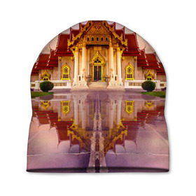 Шапка 3D с принтом Таиланд в Санкт-Петербурге, 100% полиэстер | универсальный размер, печать по всей поверхности изделия | landmark | reflection | temple | thailand | tourism | water | вода | достопримечательность | отражение | таиланд | туризм | храм