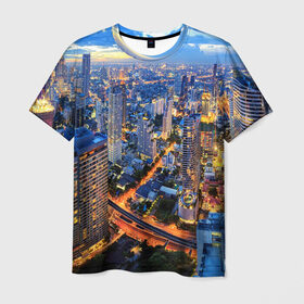 Мужская футболка 3D с принтом Таиланд в Санкт-Петербурге, 100% полиэфир | прямой крой, круглый вырез горловины, длина до линии бедер | Тематика изображения на принте: architecture | bangkok | city | lights | night | sky | skyscrapers | sunset | thailand | архитектура | бангкок | город | закат | небо | ночь | огни | таиланд