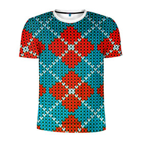 Мужская футболка 3D спортивная с принтом Knitting pattern в Санкт-Петербурге, 100% полиэстер с улучшенными характеристиками | приталенный силуэт, круглая горловина, широкие плечи, сужается к линии бедра | вязаный | рождество | свитер | текстура