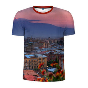 Мужская футболка 3D спортивная с принтом Армения в Санкт-Петербурге, 100% полиэстер с улучшенными характеристиками | приталенный силуэт, круглая горловина, широкие плечи, сужается к линии бедра | айастан | армения | город | горы | дома | ереван | закат | пейзаж | ромашки | столица | страна | флора | хайастан | цветы | эривань