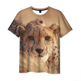 Мужская футболка 3D с принтом Гепард в Санкт-Петербурге, 100% полиэфир | прямой крой, круглый вырез горловины, длина до линии бедер | амурский | гепард | животные | зверь | киса | кот | котенок | кошка | лев | леопард | пума | рысь | серый | тигр | тигренок | хищник