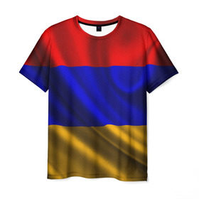 Мужская футболка 3D с принтом Флаг Армения в Санкт-Петербурге, 100% полиэфир | прямой крой, круглый вырез горловины, длина до линии бедер | айастан | армения | босеан | вымпел | ереван | знак | знамя | кумач | орифламма | пойс | полотнище | символ | стяг | флаг | флюгарка | хайастан | штандарт