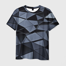 Мужская футболка 3D с принтом Abstract Gray в Санкт-Петербурге, 100% полиэфир | прямой крой, круглый вырез горловины, длина до линии бедер | абстракция | бумага | геометрия | грани | изгиб | линии | полигоны | полосы | постель | розовый | сочетания | текстура | треугольники