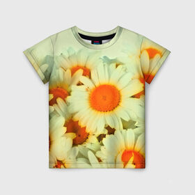 Детская футболка 3D с принтом Подсолнух в Санкт-Петербурге, 100% гипоаллергенный полиэфир | прямой крой, круглый вырез горловины, длина до линии бедер, чуть спущенное плечо, ткань немного тянется | flower | лето | полевой цветок | цветочки | цветы