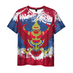 Мужская футболка 3D с принтом Таиланд в Санкт-Петербурге, 100% полиэфир | прямой крой, круглый вырез горловины, длина до линии бедер | flag | garuda | thailand | гаруда | таиланд | флаг