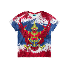 Детская футболка 3D с принтом Таиланд в Санкт-Петербурге, 100% гипоаллергенный полиэфир | прямой крой, круглый вырез горловины, длина до линии бедер, чуть спущенное плечо, ткань немного тянется | flag | garuda | thailand | гаруда | таиланд | флаг