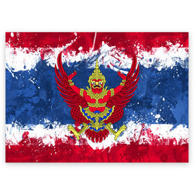 Поздравительная открытка с принтом Таиланд в Санкт-Петербурге, 100% бумага | плотность бумаги 280 г/м2, матовая, на обратной стороне линовка и место для марки
 | flag | garuda | thailand | гаруда | таиланд | флаг