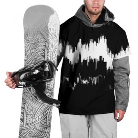 Накидка на куртку 3D с принтом Черно-белый штрих в Санкт-Петербурге, 100% полиэстер |  | Тематика изображения на принте: краска | потертость | текстура | черно белый