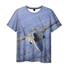 Мужская футболка 3D с принтом Су - 35 в Санкт-Петербурге, 100% полиэфир | прямой крой, круглый вырез горловины, длина до линии бедер | самолет