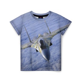Детская футболка 3D с принтом Су - 35 в Санкт-Петербурге, 100% гипоаллергенный полиэфир | прямой крой, круглый вырез горловины, длина до линии бедер, чуть спущенное плечо, ткань немного тянется | самолет