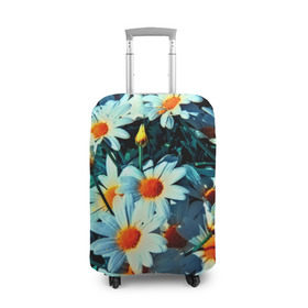 Чехол для чемодана 3D с принтом Полевые ромашки в Санкт-Петербурге, 86% полиэфир, 14% спандекс | двустороннее нанесение принта, прорези для ручек и колес | flower | лето | полевой цветок | цветочки | цветы