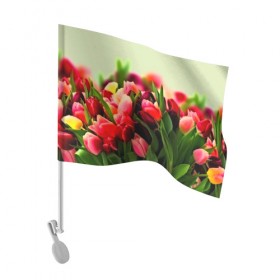 Флаг для автомобиля с принтом Букет тюльпанов в Санкт-Петербурге, 100% полиэстер | Размер: 30*21 см | flower | весна | цветочки | цветы