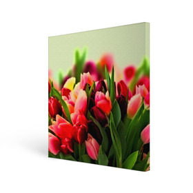 Холст квадратный с принтом Букет тюльпанов в Санкт-Петербурге, 100% ПВХ |  | flower | весна | цветочки | цветы