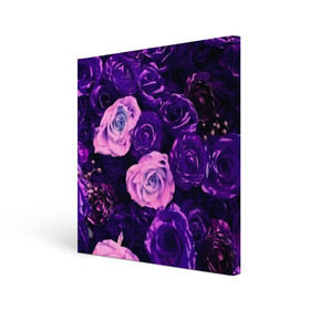Холст квадратный с принтом Фиолетовые розы в Санкт-Петербурге, 100% ПВХ |  | flower | прикцветочки | розы | цветы