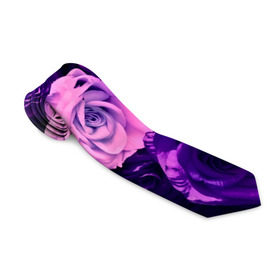 Галстук 3D с принтом Фиолетовые розы в Санкт-Петербурге, 100% полиэстер | Длина 148 см; Плотность 150-180 г/м2 | flower | прикцветочки | розы | цветы