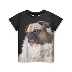 Детская футболка 3D с принтом Мопс в Санкт-Петербурге, 100% гипоаллергенный полиэфир | прямой крой, круглый вырез горловины, длина до линии бедер, чуть спущенное плечо, ткань немного тянется | бульдог | мопс | мопсик | мопсы | пес | песик | песики | собака | собаки | собачка