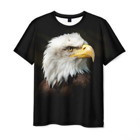 Мужская футболка 3D с принтом Орёл в Санкт-Петербурге, 100% полиэфир | прямой крой, круглый вырез горловины, длина до линии бедер | клюв | орёл | пернатые | перья | птица | хищник