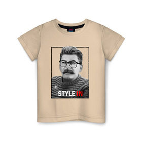 Детская футболка хлопок с принтом Style in в Санкт-Петербурге, 100% хлопок | круглый вырез горловины, полуприлегающий силуэт, длина до линии бедер | Тематика изображения на принте: stalin | сталин