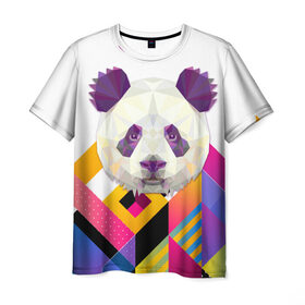 Мужская футболка 3D с принтом Панда в Санкт-Петербурге, 100% полиэфир | прямой крой, круглый вырез горловины, длина до линии бедер | panda | геометрические животные | животные | иллюстрация | панда