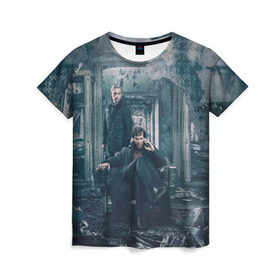 Женская футболка 3D с принтом Шерлок и Ватсон в Санкт-Петербурге, 100% полиэфир ( синтетическое хлопкоподобное полотно) | прямой крой, круглый вырез горловины, длина до линии бедер | бенедикт кембербетч | ватсон | доктор ватсон | кино | сериалы | фильмы | шерлок | шерлок холмс
