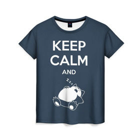 Женская футболка 3D с принтом Keep calm and zzz в Санкт-Петербурге, 100% полиэфир ( синтетическое хлопкоподобное полотно) | прямой крой, круглый вырез горловины, длина до линии бедер | cat | cute | keep calm | sleep | zzz | будь спокоен | кот | котик | кошак | милый | с надписью | спящий