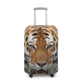 Чехол для чемодана 3D с принтом Тигр в Санкт-Петербурге, 86% полиэфир, 14% спандекс | двустороннее нанесение принта, прорези для ручек и колес | дикая кошка | клыки | кошка | пасть | сафари | тигр | хищник