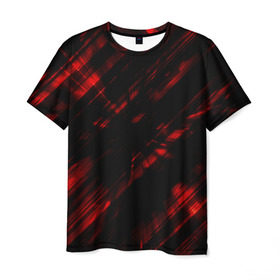 Мужская футболка 3D с принтом broken lines в Санкт-Петербурге, 100% полиэфир | прямой крой, круглый вырез горловины, длина до линии бедер | абстракция | черно красный