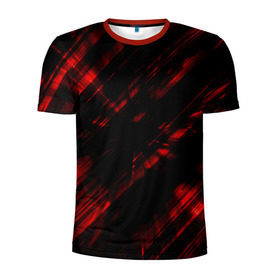 Мужская футболка 3D спортивная с принтом broken lines в Санкт-Петербурге, 100% полиэстер с улучшенными характеристиками | приталенный силуэт, круглая горловина, широкие плечи, сужается к линии бедра | абстракция | черно красный